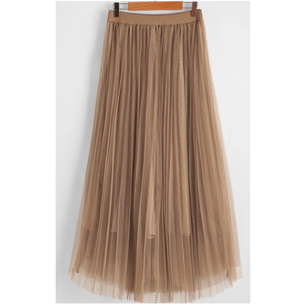 Elegant High Waisted Pleated Party Maxi Skirt - Picture 12 of 14